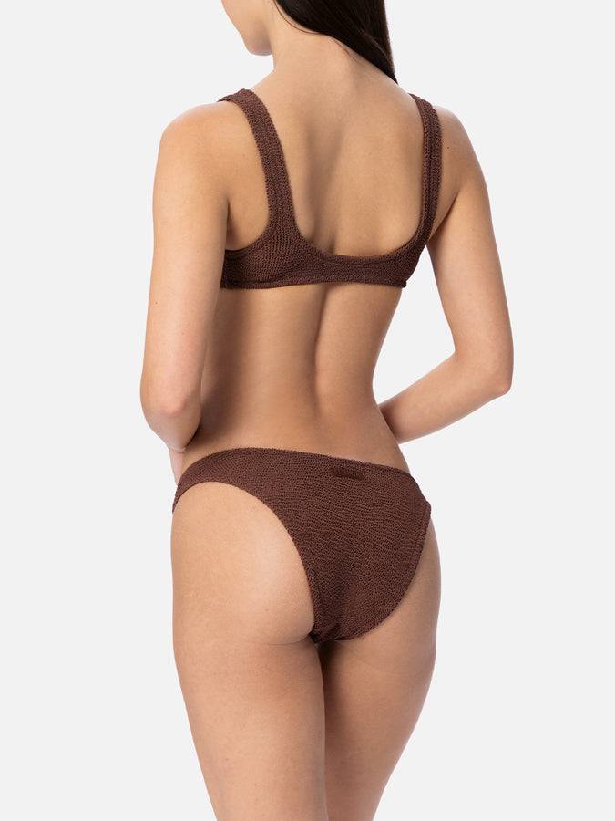 Mc2 Saint Barth Bikini da donna a bralette marrone crinkle Pamy Elise Economico