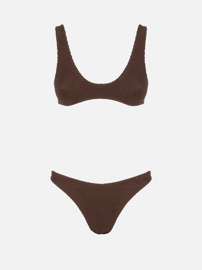 Mc2 Saint Barth Bikini da donna a bralette marrone crinkle Pamy Elise Economico