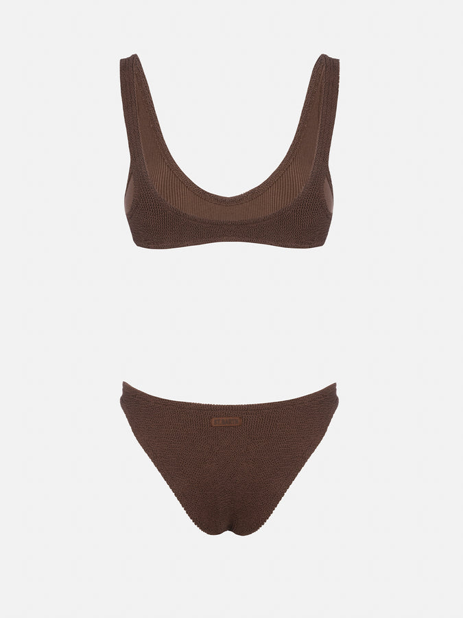 Mc2 Saint Barth Bikini da donna a bralette marrone crinkle Pamy Elise Economico