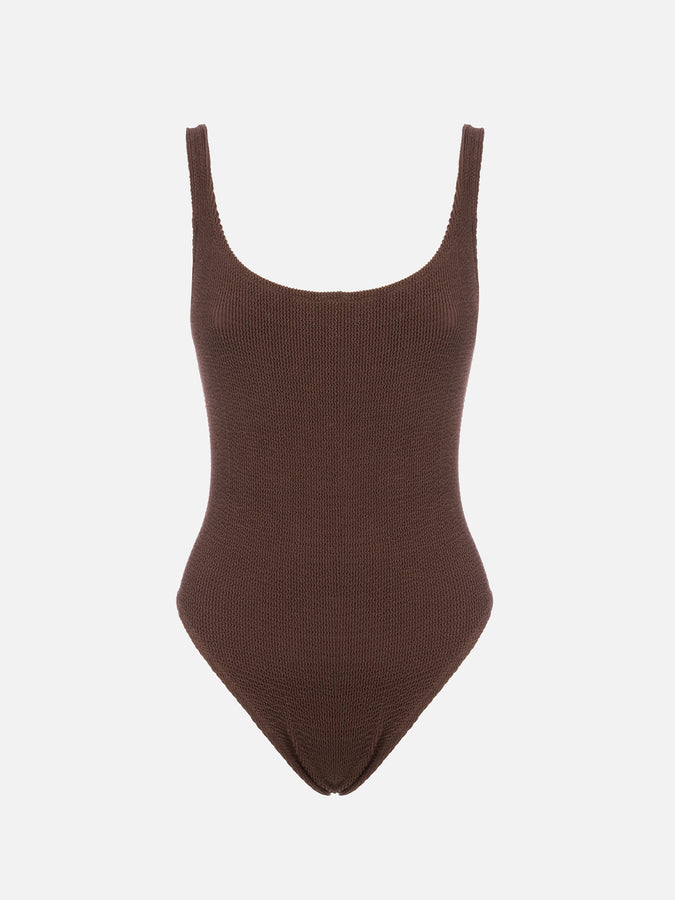 Mc2 Saint Barth Costume intero da donna marrone crinkle Lora In Vendita