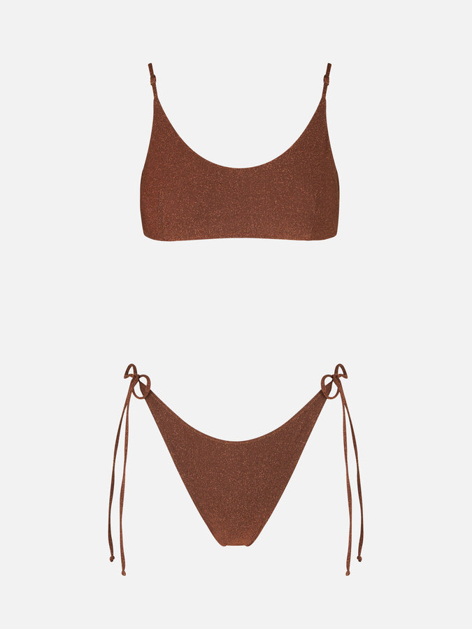 Mc2 Saint Barth Bikini da donna a bralette in lurex marrone Negozio