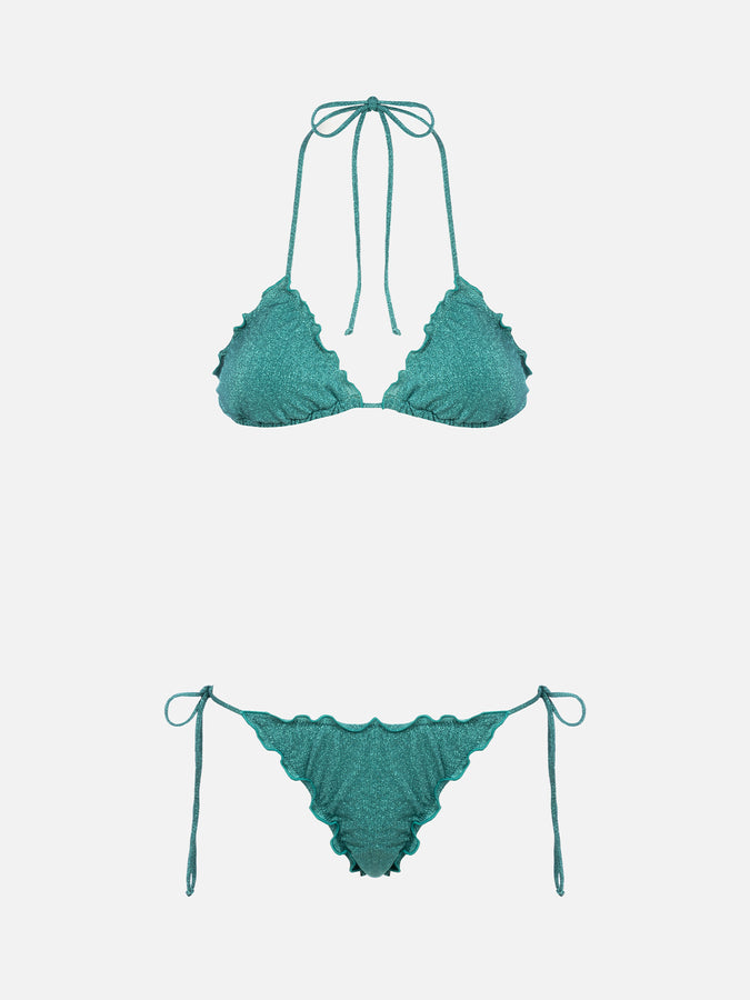 Mc2 Saint Barth Bikini da donna classico a triangolo verde acqua lurex Sagittarius Miami Italy