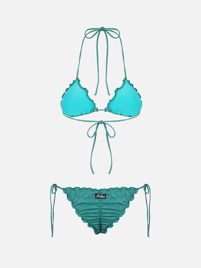 Mc2 Saint Barth Bikini da donna classico a triangolo verde acqua lurex Sagittarius Miami Italy