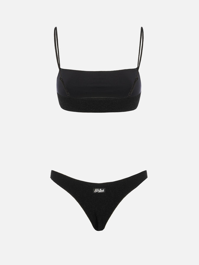 Mc2 Saint Barth Bikini da donna a bralette nero in lurex Sadie Naomi Qualità