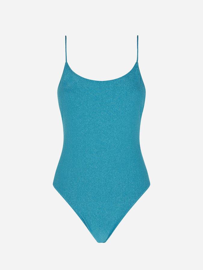 Mc2 Saint Barth Costume intero in lurex azzurro Promozione