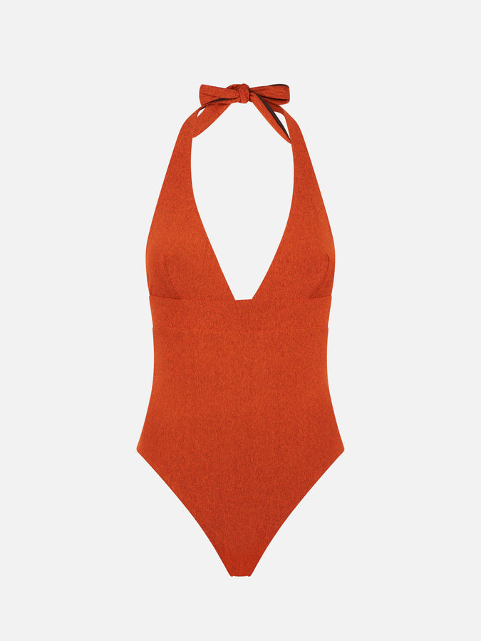 Mc2 Saint Barth Costume intero in lurex arancione Spedizione Gratuita