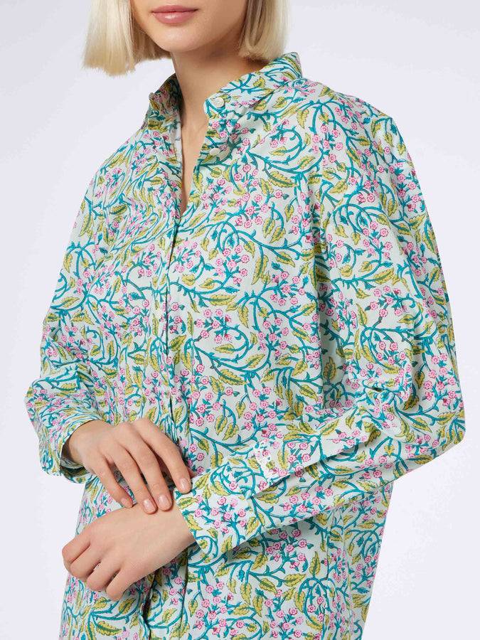 Mc2 Saint Barth Camicia da donna over Brigitte in cotone con stampa fiori Convenienza