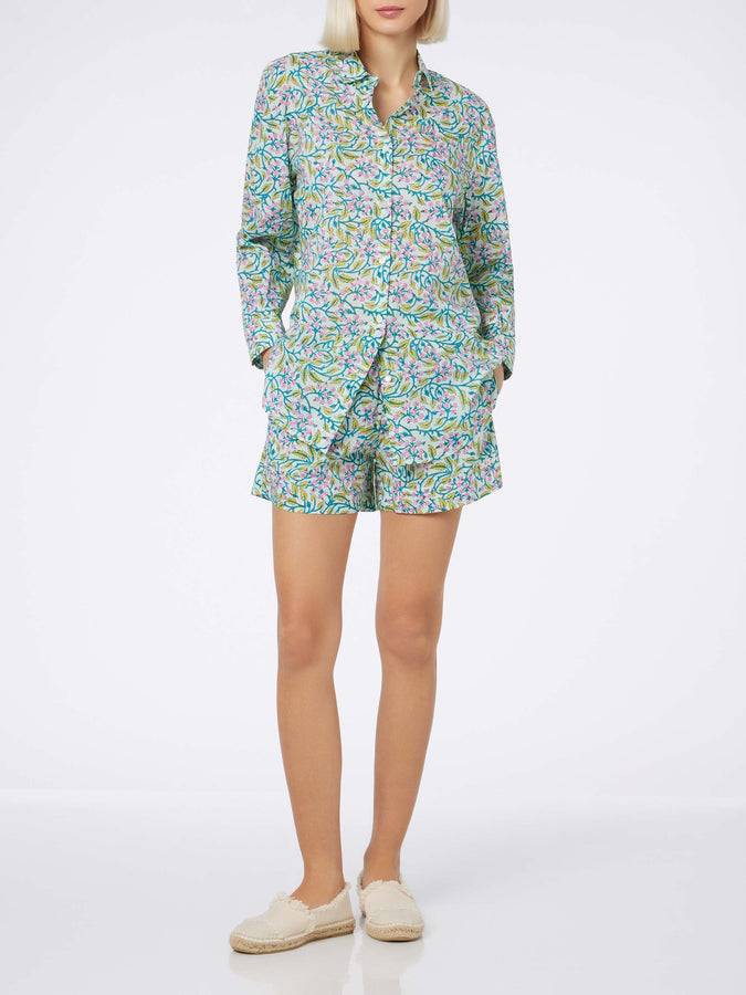 Mc2 Saint Barth Camicia da donna over Brigitte in cotone con stampa fiori Convenienza