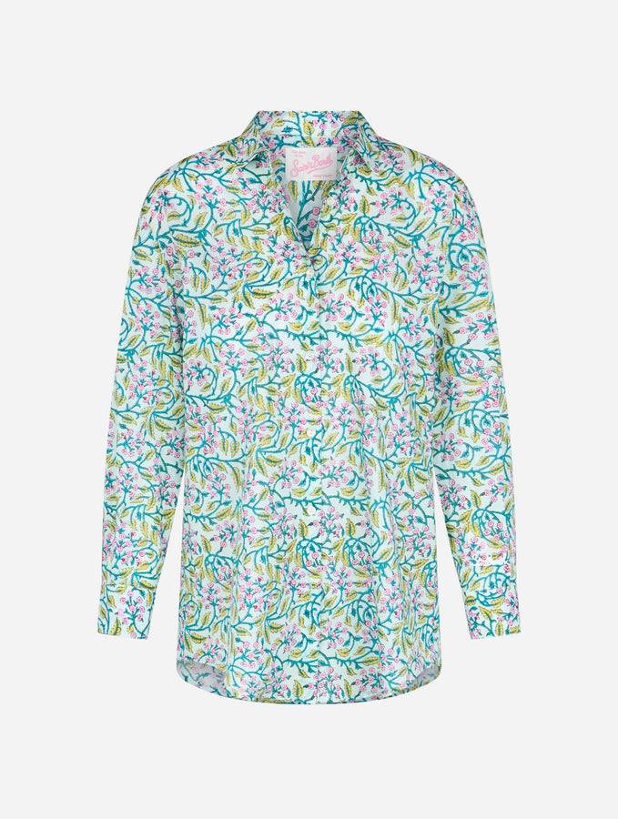 Mc2 Saint Barth Camicia da donna over Brigitte in cotone con stampa fiori Convenienza