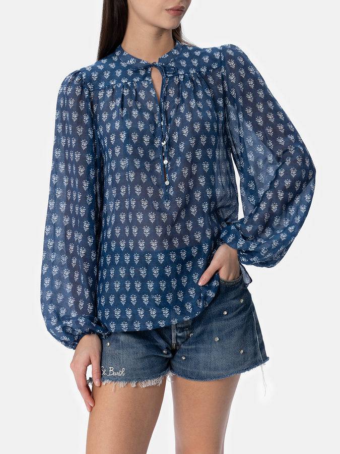 Mc2 Saint Barth Blusa da donna in voile di seta Harper Sconto