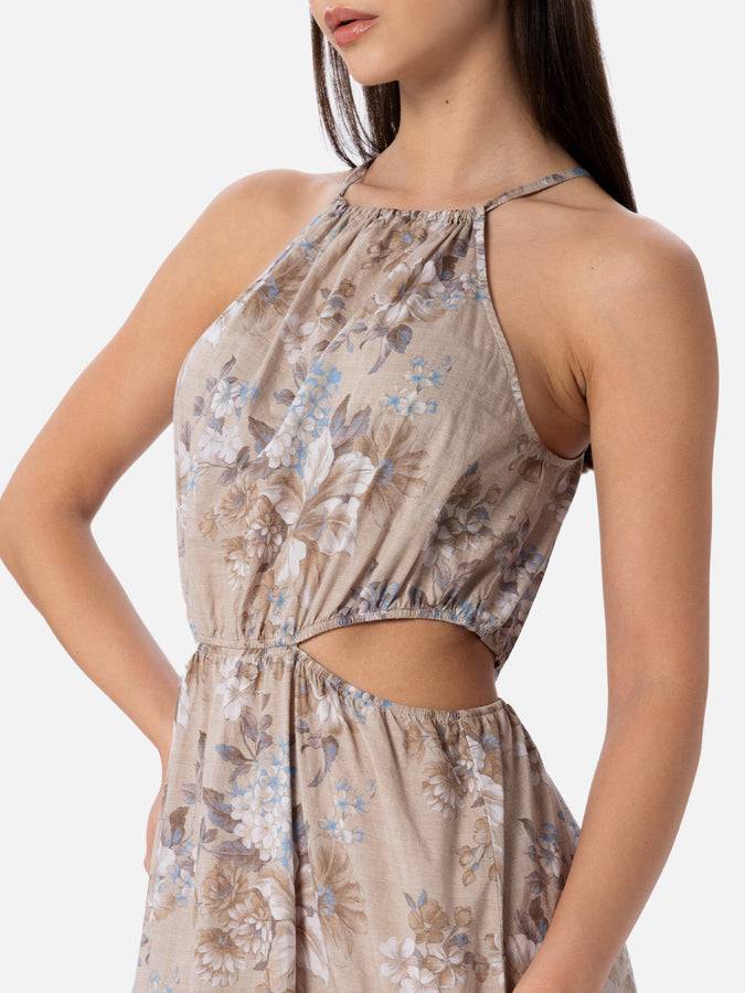 Mc2 Saint Barth woman cut out long dress Kaby with flower print In Vendita