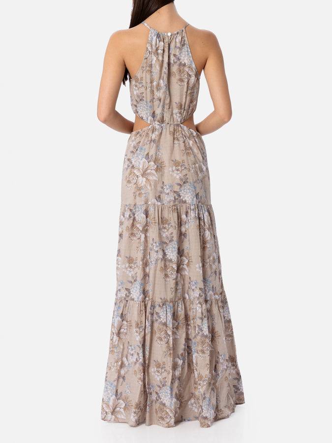 Mc2 Saint Barth woman cut out long dress Kaby with flower print In Vendita