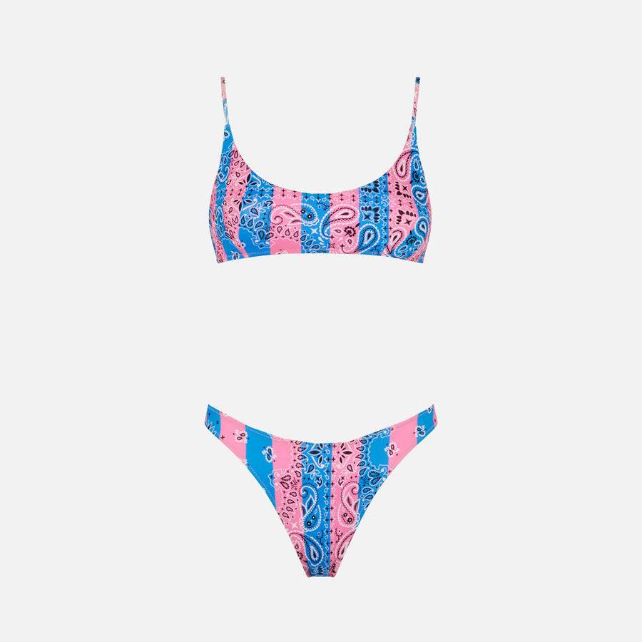 Mc2 Saint Barth Bikini da donna a bralette con stampa bandana a righe In Saldo