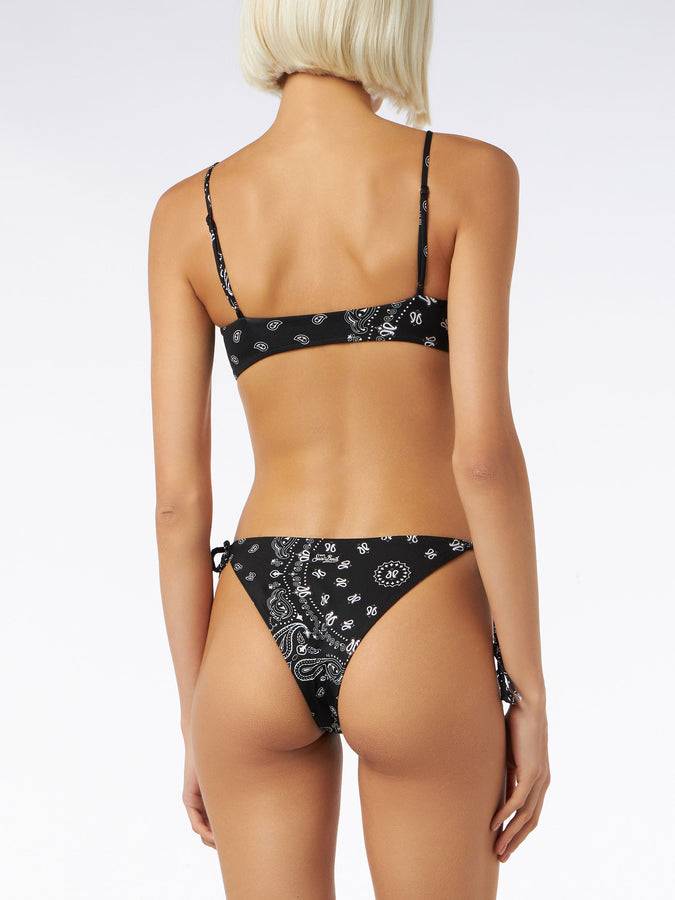 Mc2 Saint Barth Bikini da donna a bralette con stampa bandana nera Vendita