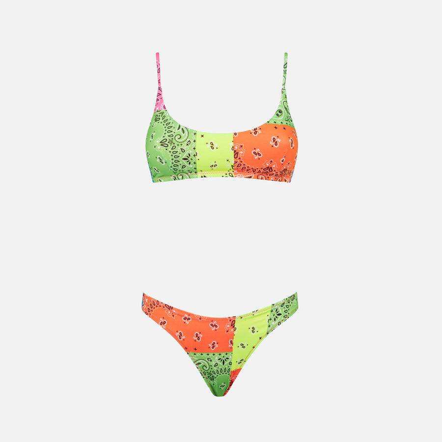 Mc2 Saint Barth Bikini da donna a bralette con stampa bandana fluo Promozione