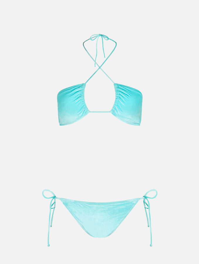 Mc2 Saint Barth Bikini da donna a fascia in ciniglia verde acqua Fino Al -60%
