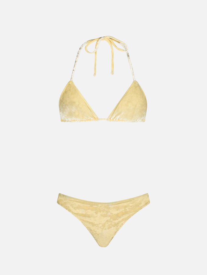 Mc2 Saint Barth Bikini da donna a triangolo in ciniglia giallo Leah Naomi Affare Del Giorno