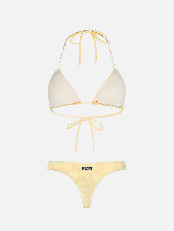Mc2 Saint Barth Bikini da donna a triangolo in ciniglia giallo Leah Naomi Affare Del Giorno