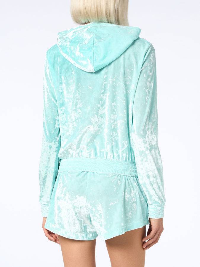 Mc2 Saint Barth Woman water green chenille zipped hoodie Jasmine Prezzo Ridotto