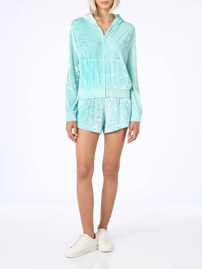 Mc2 Saint Barth Woman water green chenille zipped hoodie Jasmine Prezzo Ridotto