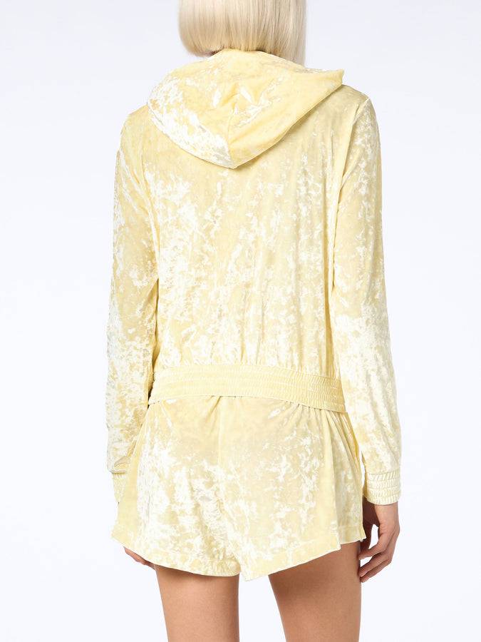 Mc2 Saint Barth Woman pale yellow chenille zipped hoodie Jasmine Convenienza