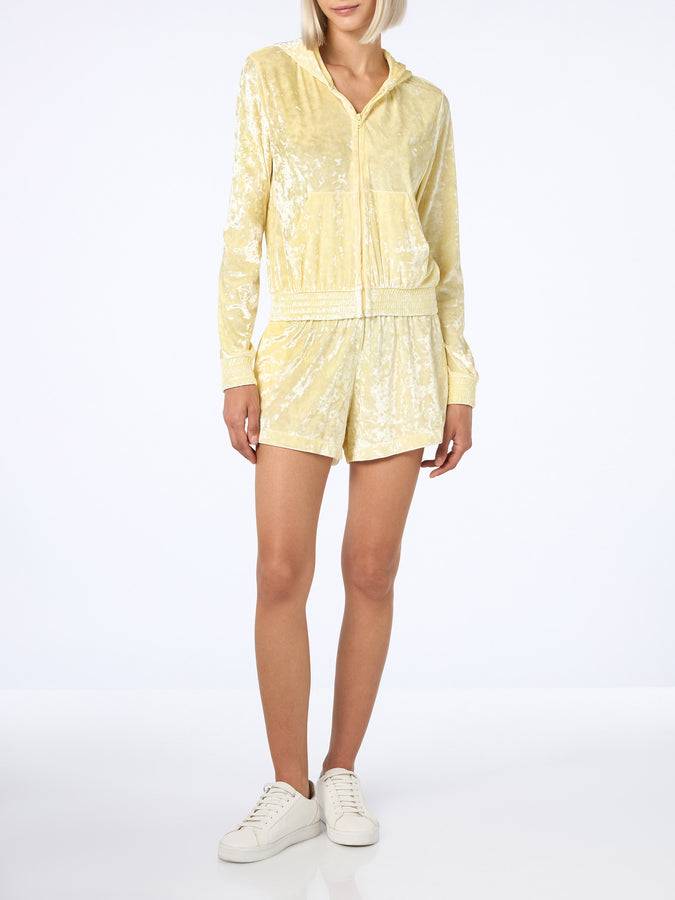 Mc2 Saint Barth Woman pale yellow chenille zipped hoodie Jasmine Convenienza