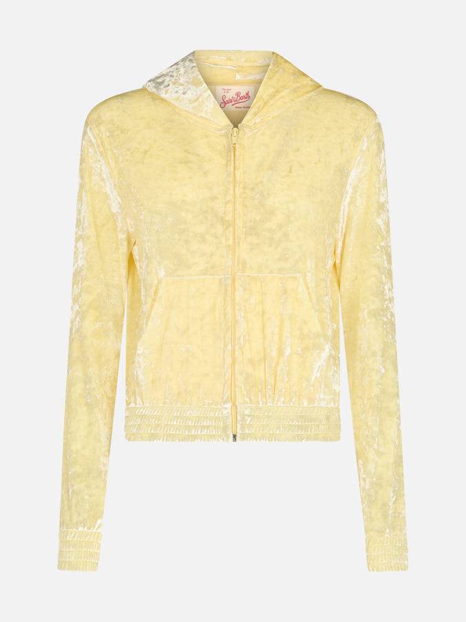 Mc2 Saint Barth Woman pale yellow chenille zipped hoodie Jasmine Convenienza