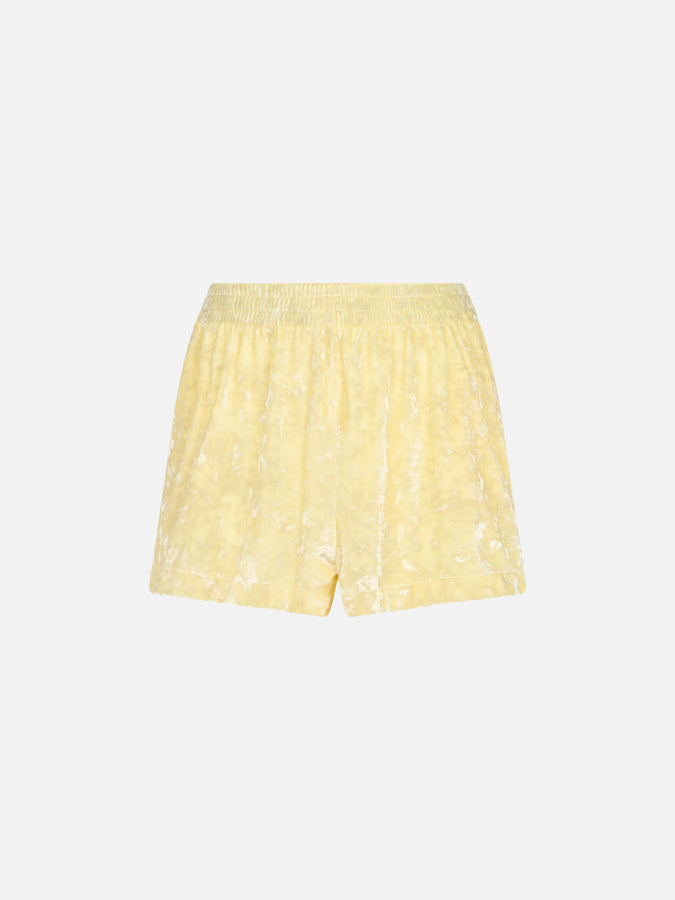 Mc2 Saint Barth Woman pale yellow chenille pull up shorts Cate Novità