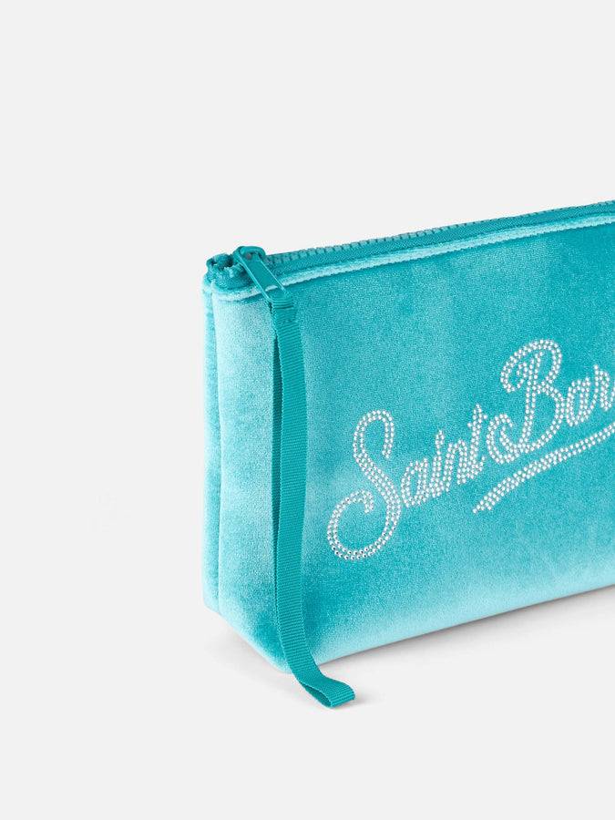 Mc2 Saint Barth Pochette Aline in ciniglia verde acqua con strass Outlet