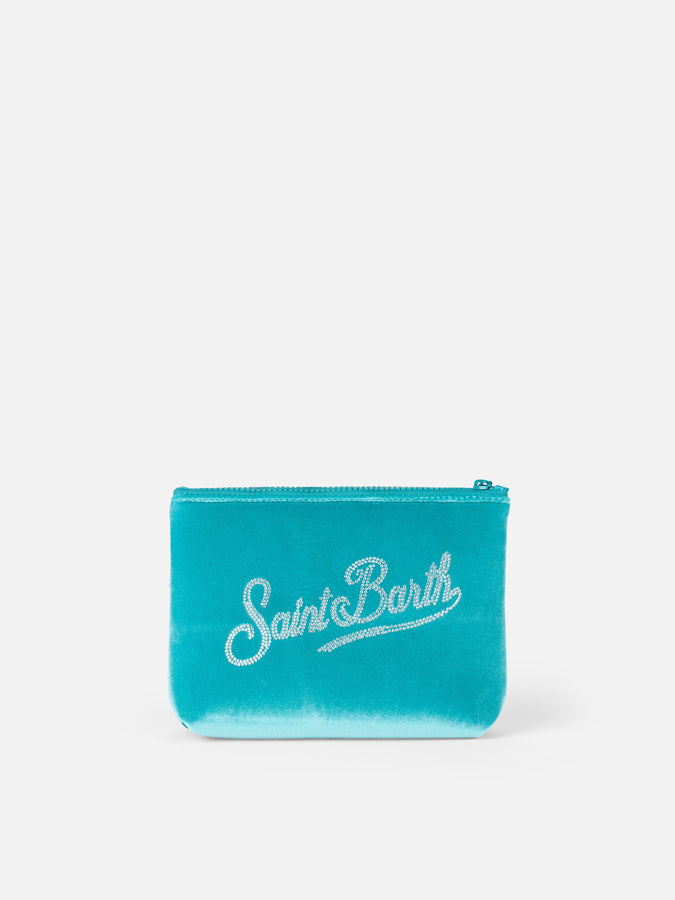 Mc2 Saint Barth Pochette Aline in ciniglia verde acqua con strass Outlet