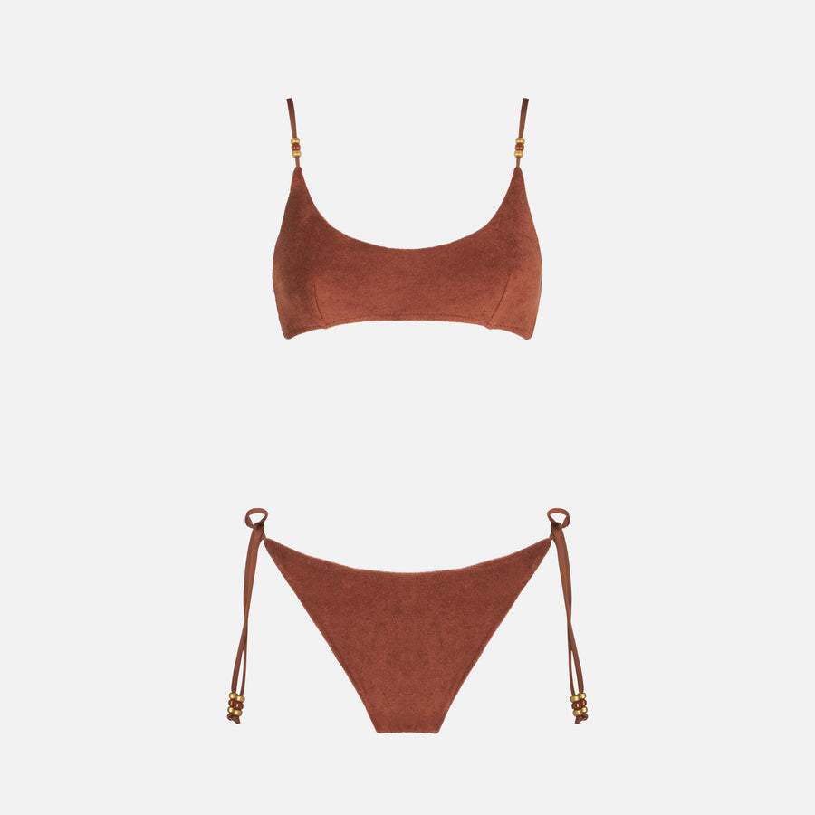 Mc2 Saint Barth Bikini da donna a bralette in spugna marrone Saldi Di Fabbrica