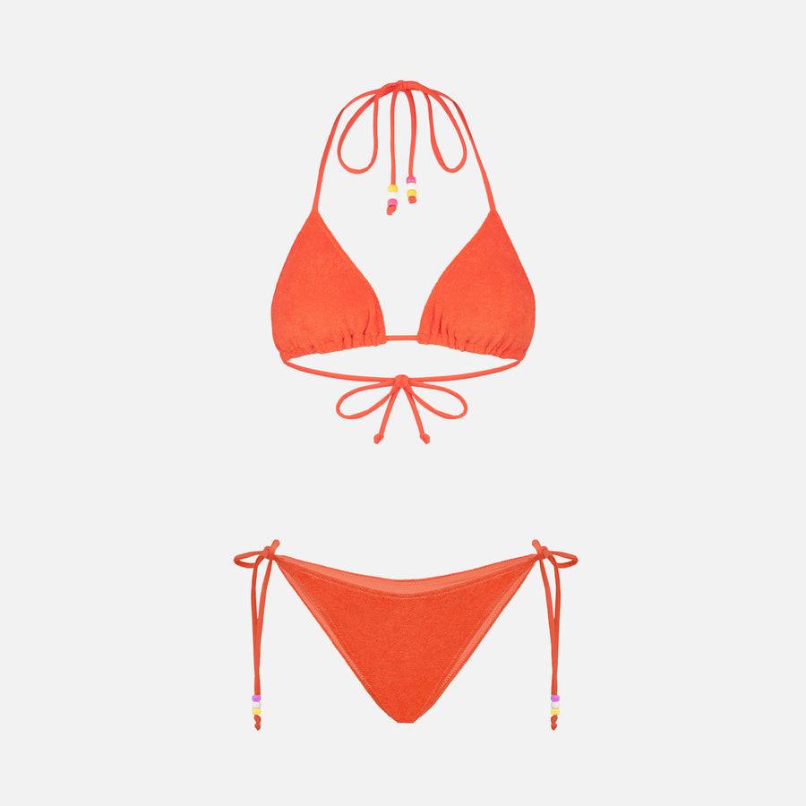 Mc2 Saint Barth Bikini da donna a triangolo in spugna arancione con charms In Saldo