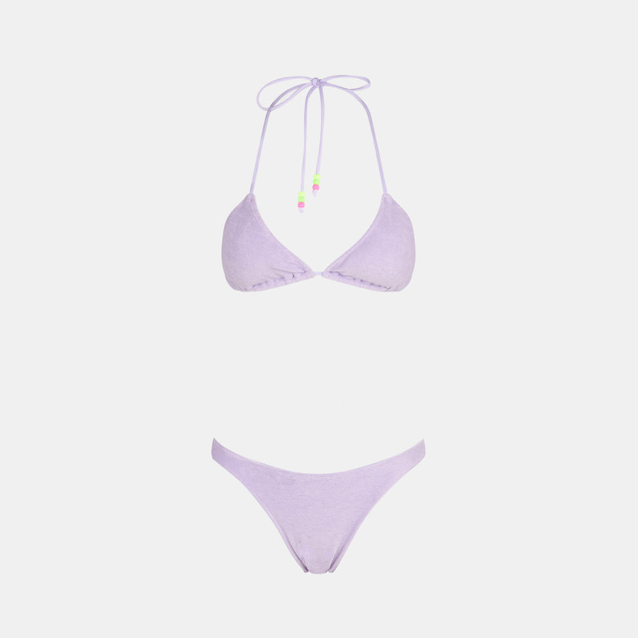Mc2 Saint Barth Bikini da donna a triangolo spugna lilla con charms Nuova