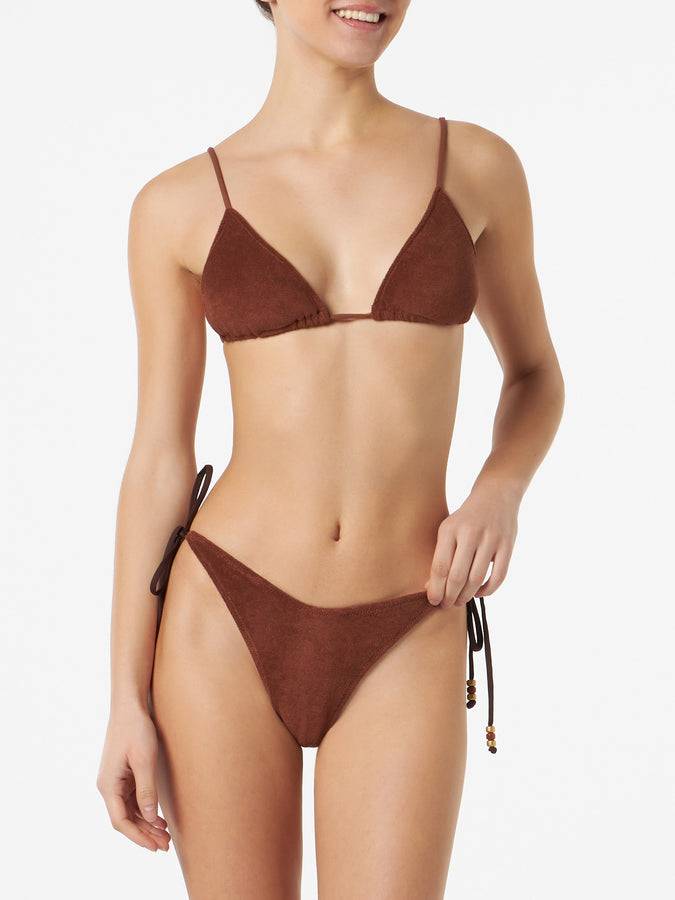 Mc2 Saint Barth Bikini da donna a triangolo in spugna marrone 2025