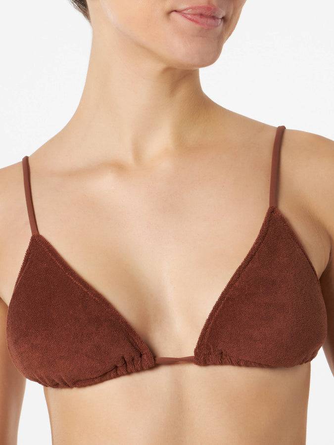 Mc2 Saint Barth Bikini da donna a triangolo in spugna marrone 2025