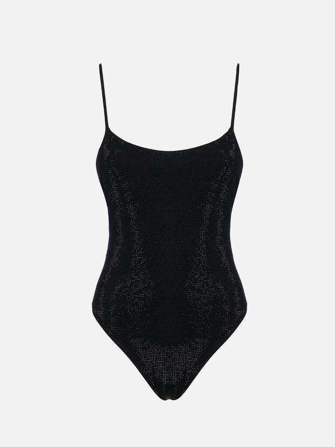 Mc2 Saint Barth Costume intero da donna nero Cecille con strass Shopping Online