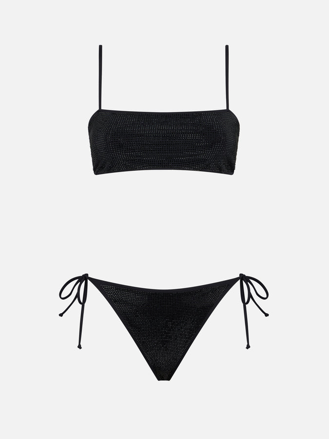 Mc2 Saint Barth Bikini da donna a fascia nero con strass Presa