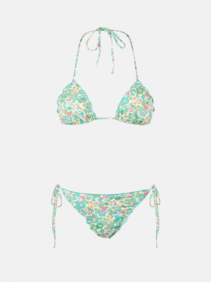 Mc2 Saint Barth Bikini classico triangolo donna Betsy Sagittarius Miami | REALIZZATO CON TESSUTO LIBERTY In Vendita