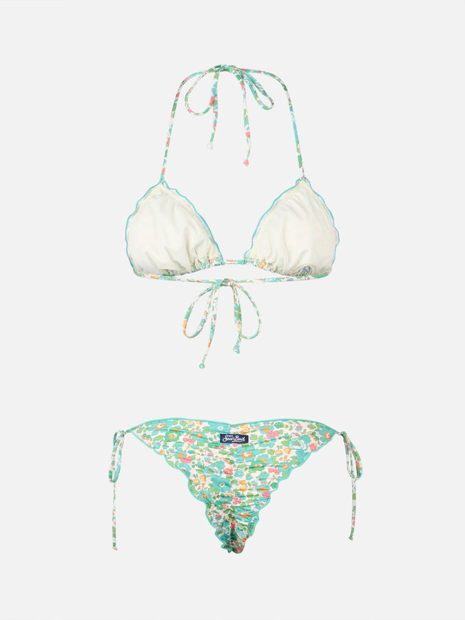 Mc2 Saint Barth Bikini classico triangolo donna Betsy Sagittarius Miami | REALIZZATO CON TESSUTO LIBERTY In Vendita