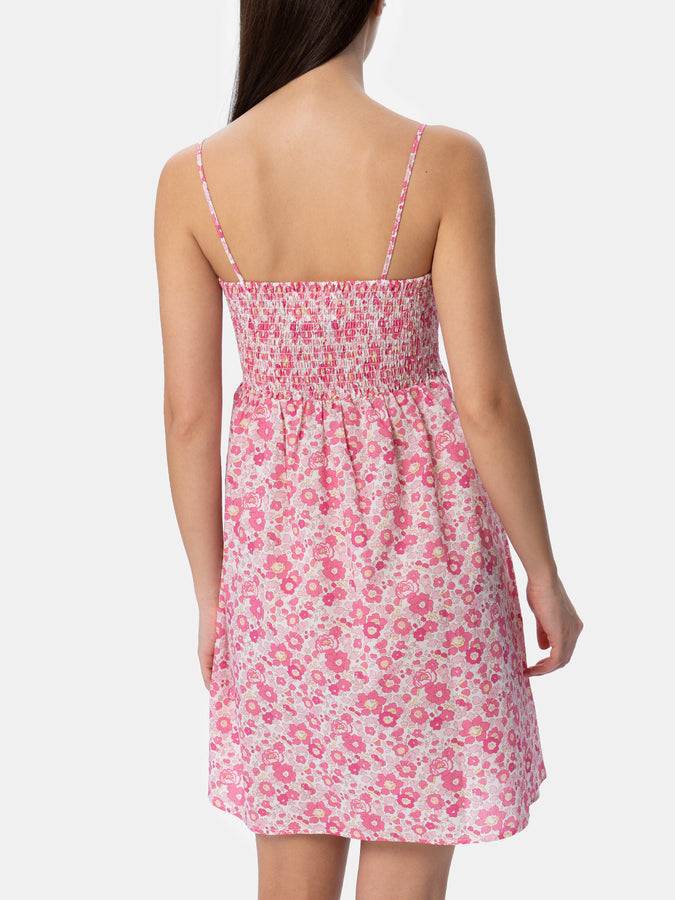 Mc2 Saint Barth Abito da donna Betsy in cotone Hawa con ricamo punto smock | REALIZZATO CON TESSUTO LIBERTY I Più Venduti