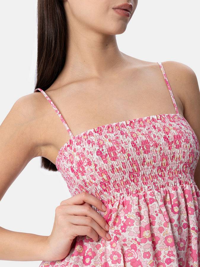 Mc2 Saint Barth Abito da donna Betsy in cotone Hawa con ricamo punto smock | REALIZZATO CON TESSUTO LIBERTY I Più Venduti