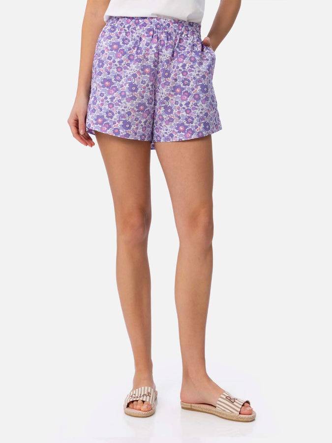 Mc2 Saint Barth Pantaloncini pull up da donna Betsy in cotone Meave | REALIZZATO CON TESSUTO LIBERTY Nuova