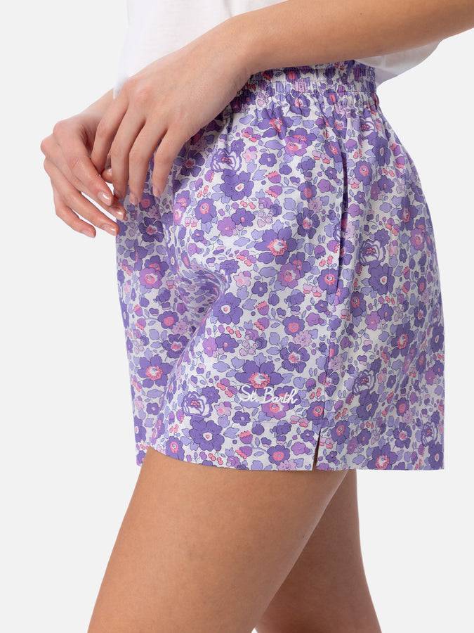 Mc2 Saint Barth Pantaloncini pull up da donna Betsy in cotone Meave | REALIZZATO CON TESSUTO LIBERTY Nuova