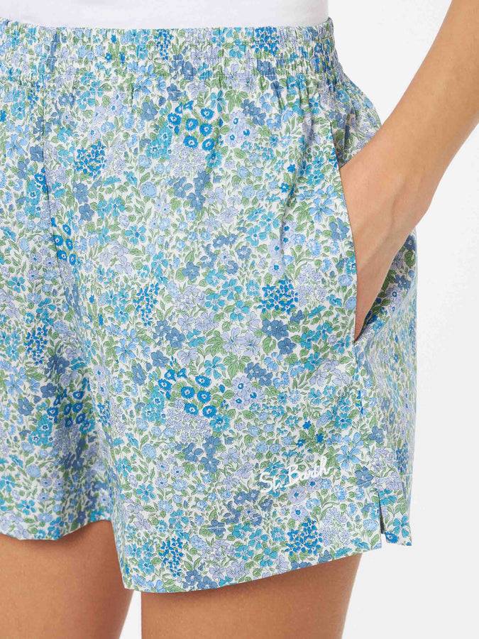 Mc2 Saint Barth Pantaloncini pull up da donna Joanna Luise in cotone Meave | REALIZZATO CON TESSUTO LIBERTY Italy