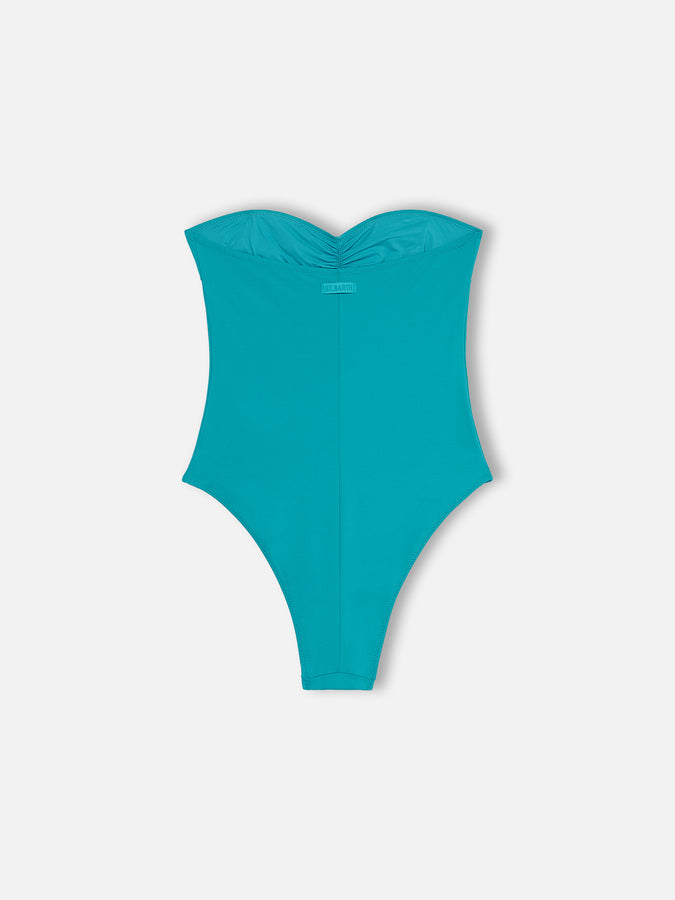 Mc2 Saint Barth Women teal green strapless one piece swimsuit Soleil Spedizione Gratuita