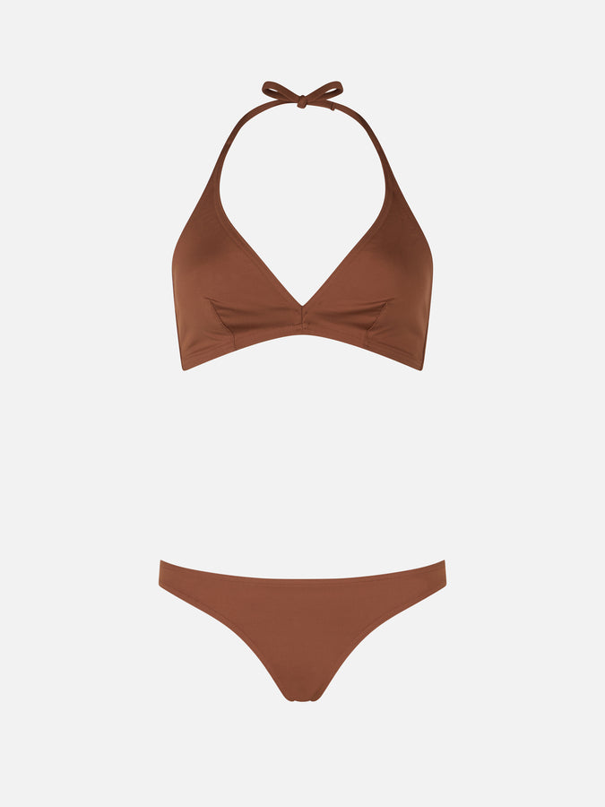 Mc2 Saint Barth Woman brown triangle bralette bikini Gaia Maia Qualità Garantita