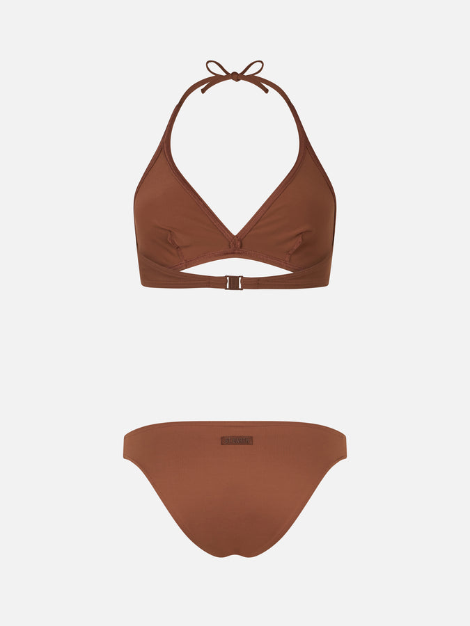 Mc2 Saint Barth Woman brown triangle bralette bikini Gaia Maia Qualità Garantita