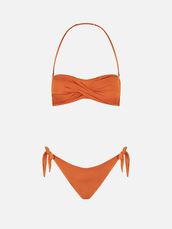 Mc2 Saint Barth Bikini a fascia incrociata arancione lucido Shopping Online