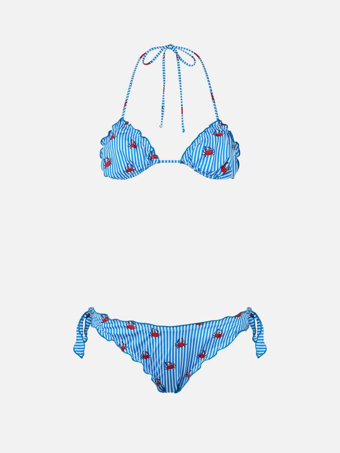 Mc2 Saint Barth Woman triangle classic bikini Sarius with crab print Presa