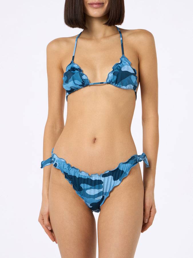 Mc2 Saint Barth Woman denim camouflage triangle classic bikini Sarius In Vendita